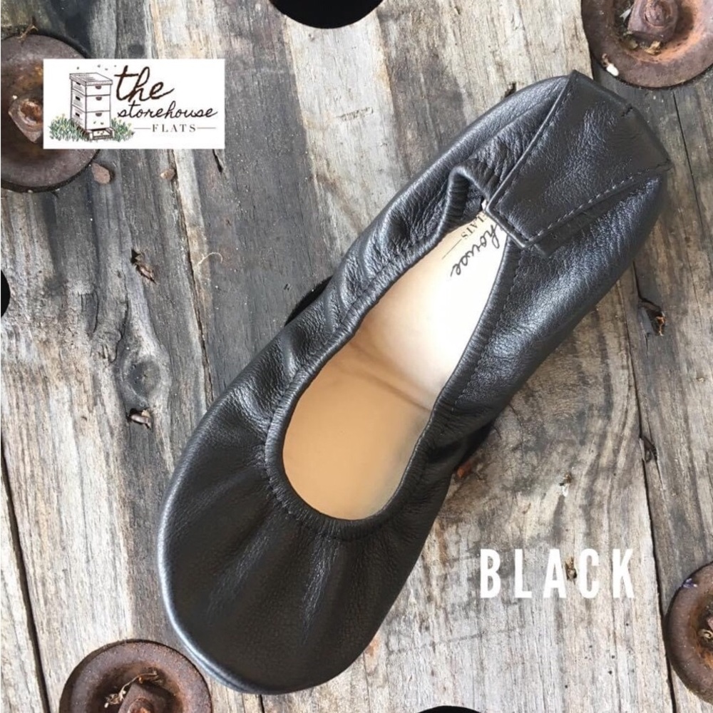 Storehouse Classic Black Leather Foldable Flats